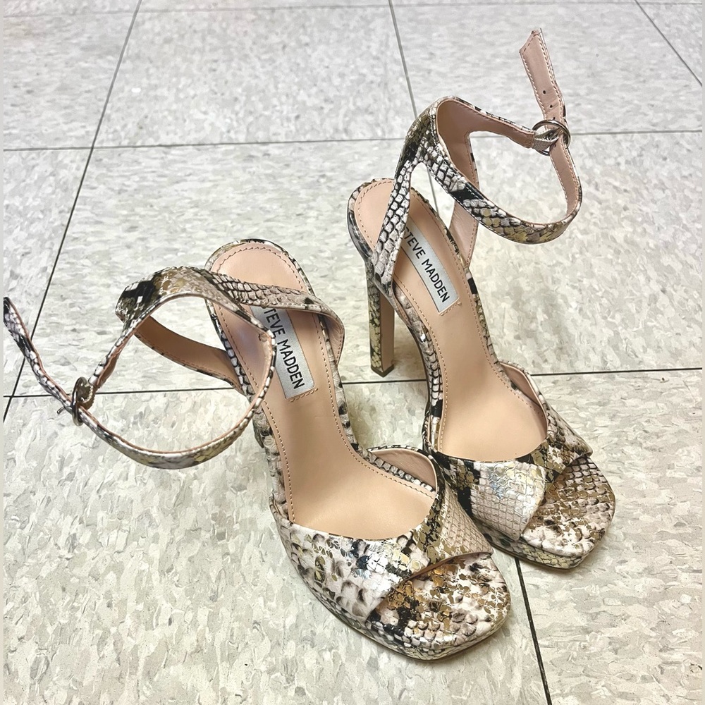 Steve Madden Snakeskin Open Toe Heels